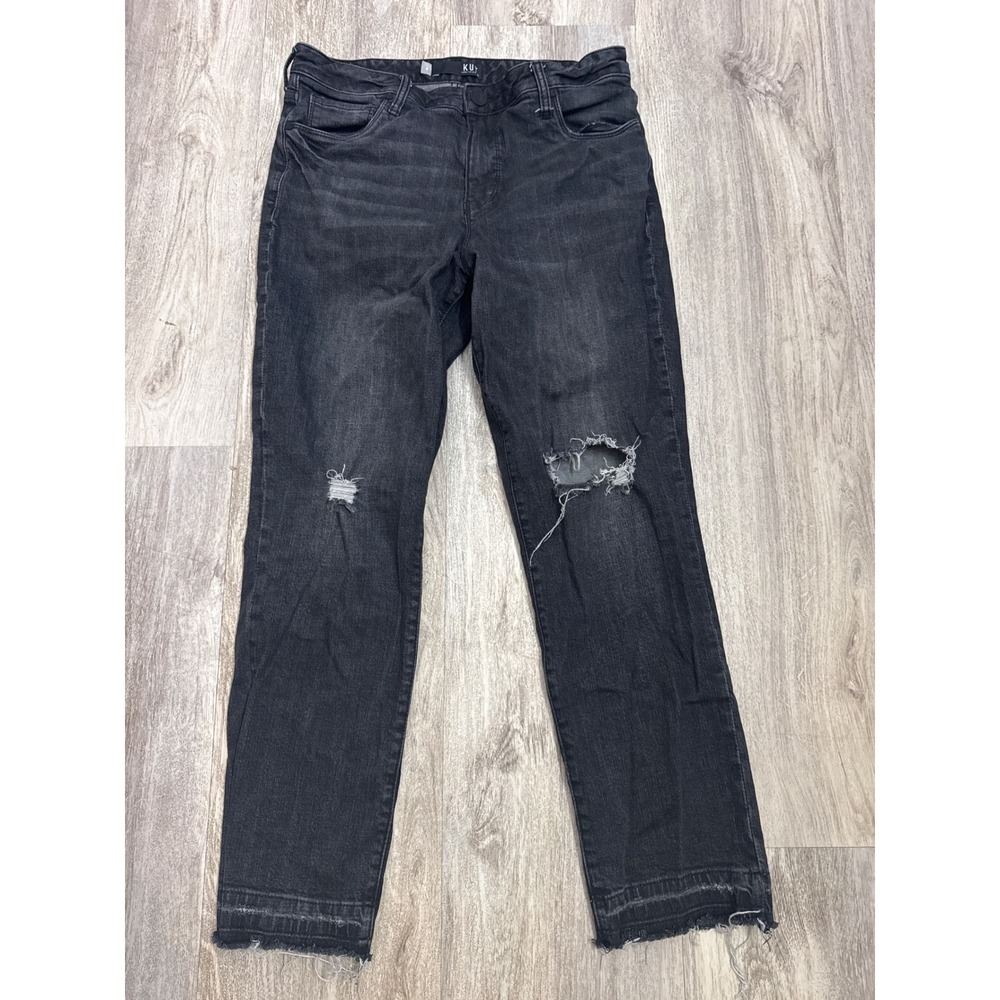 KUT from‎ the Kloth Reese High Rise Fab Ab Ankle Straight Leg Black Jeans Size 8